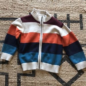 Gymboree Striped Elbow Patch Zip Sweater Cardigan